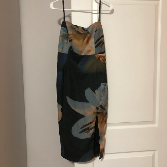 Navy blue floral midi dress - Picture 1 of 4